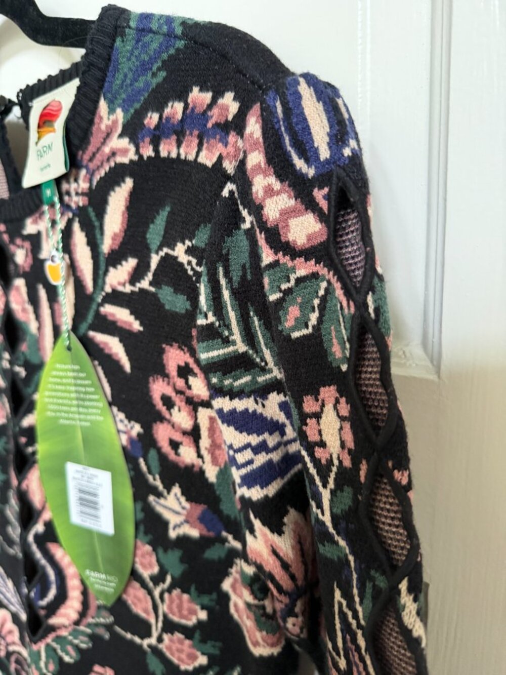 Farm Rio Marvelous Garden Knit Dress Black Floral Size M - Picture 4 of 12